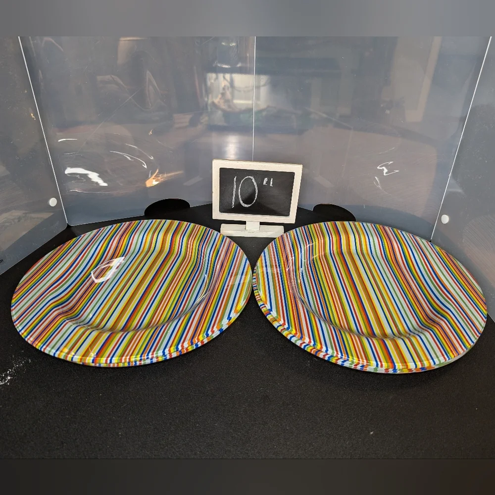 Pier 1 vintage colorful striped heavy glass 10